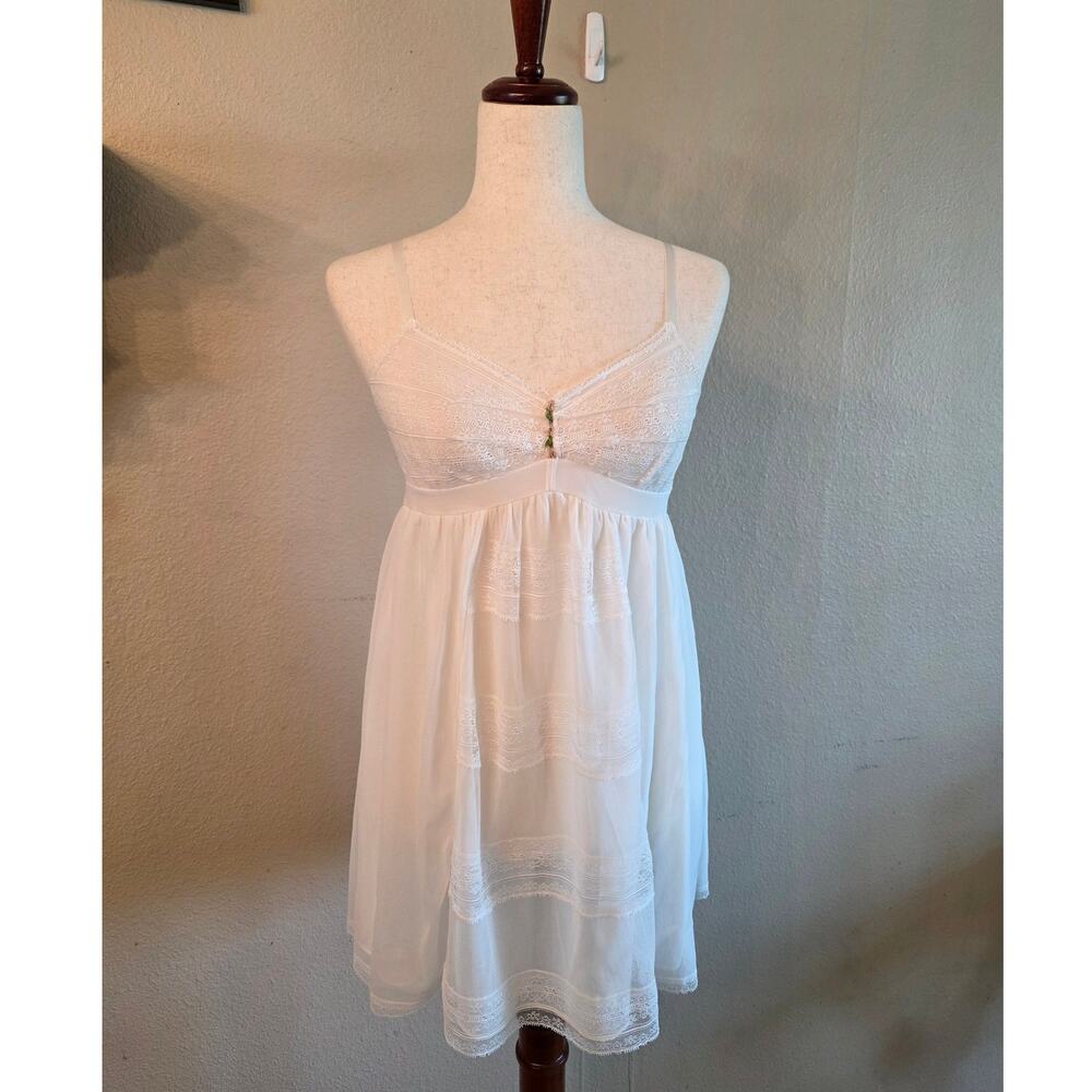 Betsey Johnson Nightgown Women's SZ Medium  Babydoll Sheer Lace Intimates